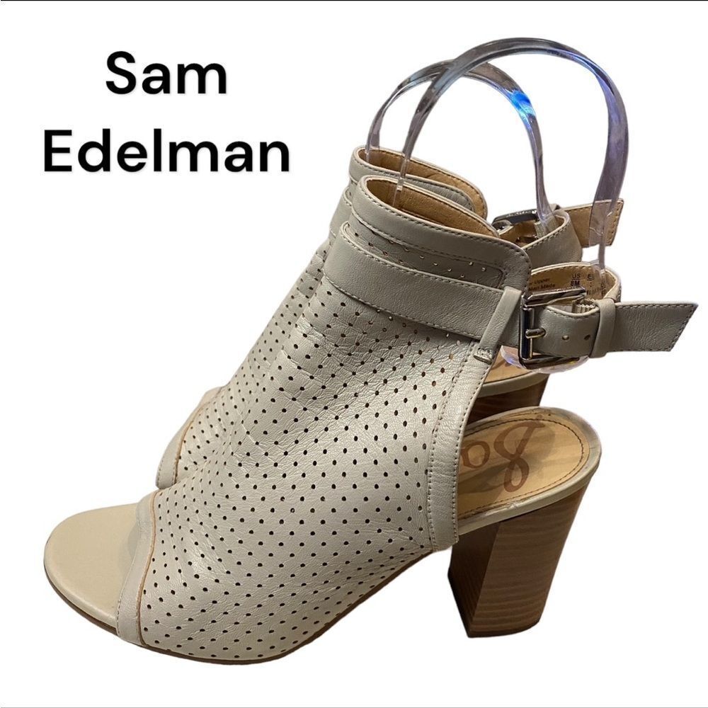 SAM EDELMAN Emmie Women's Heeled Perforated Leather Sandals 8